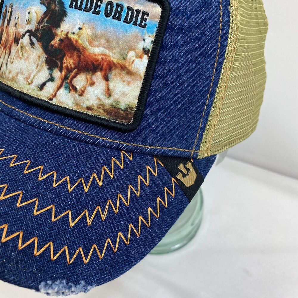 Ride Or Die Western Rodeo Hat Goorin Bros The Farm Trucker American Snapback Cap - Picture 10 of 16